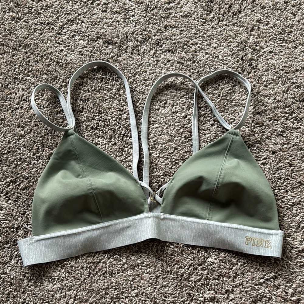 PINK Victoria's Secret Green and Gray Bra Intimates